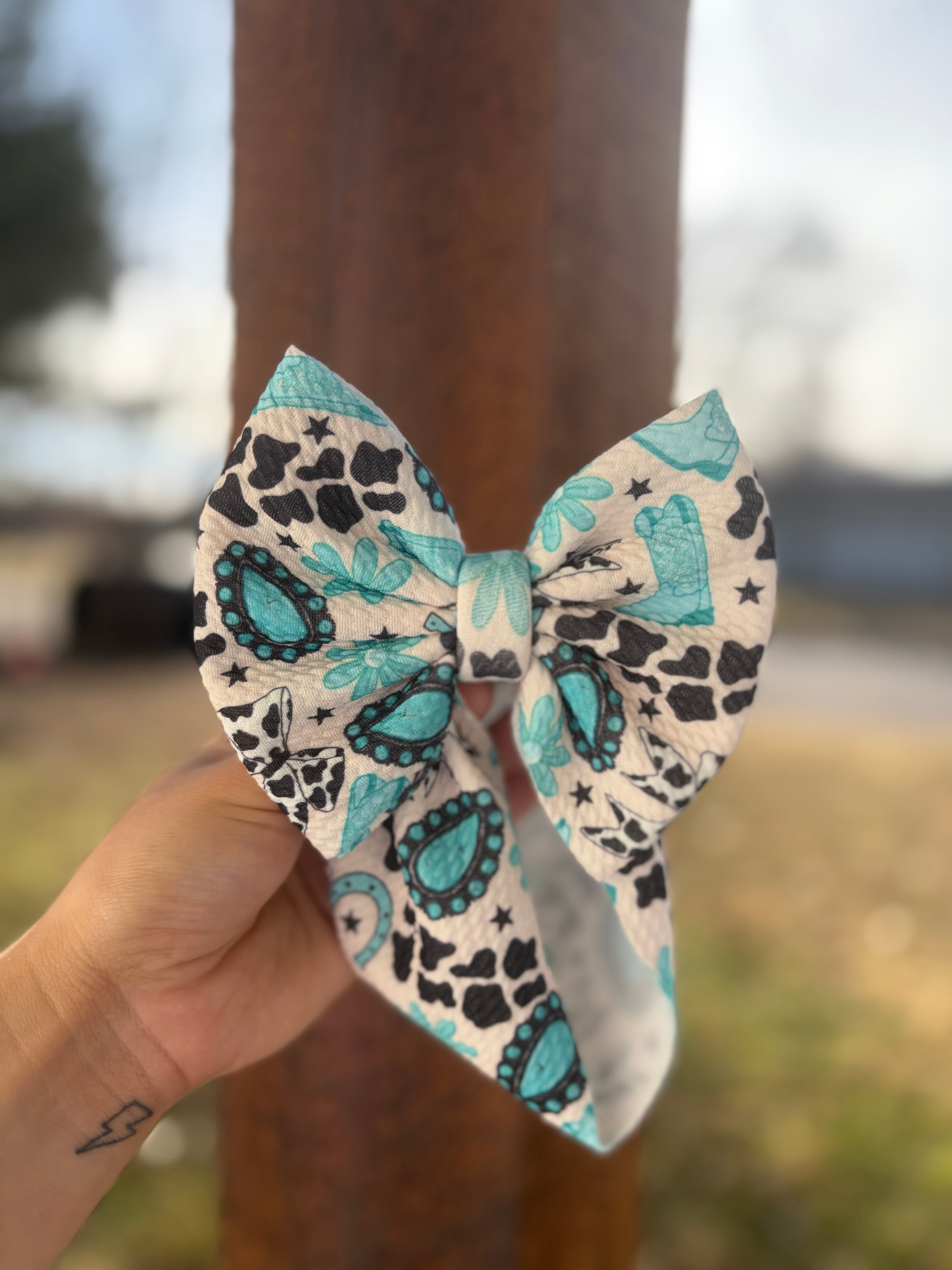 Turquoise Boots & Cow Print